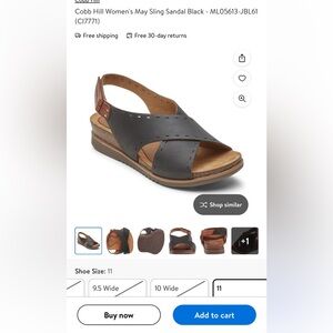 Rockport Cobb Hill Women's May Sling Black Sandals please notice one 9 and 8.5